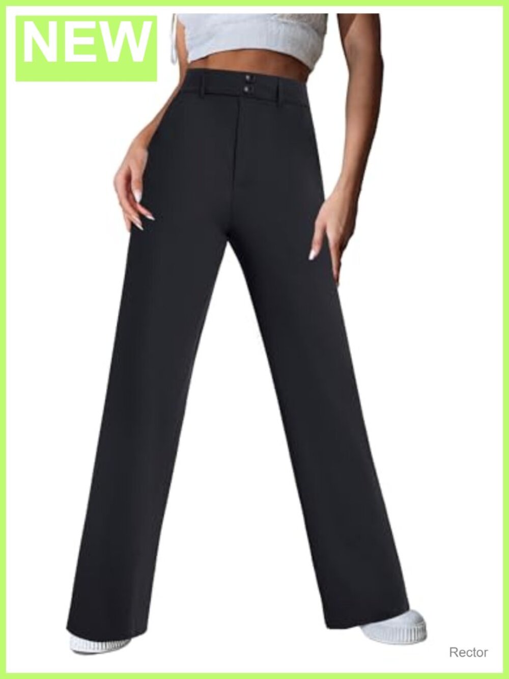 Wide Leg Dress Pants Stretchy High Waist Pull On Work Slacks Pockets